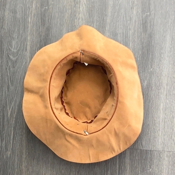 Vintage Suede Leather Boho Tassel Accent Floppy Hat - Picture 5 of 6